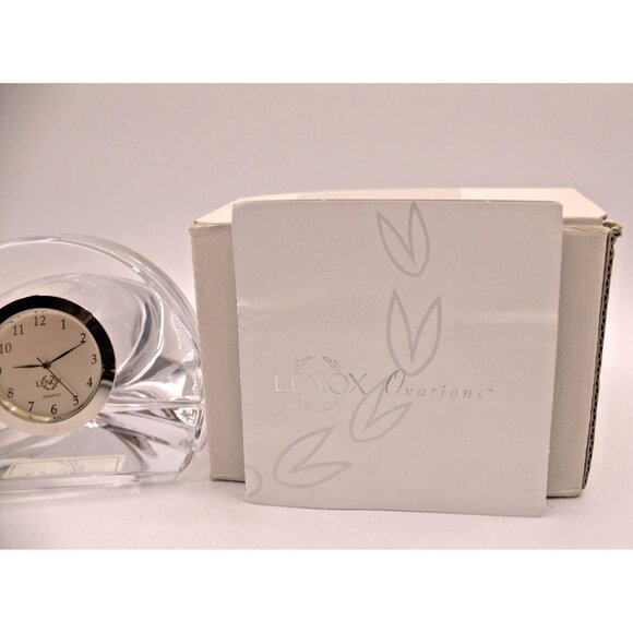 NEW LENOX Ovations Applause Crystal Desk Clock 3x3" With Box New Battery - Picture 5 of 9